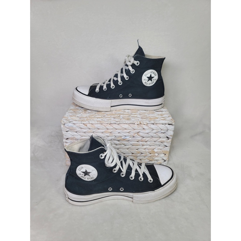 Y2K Converse Chuck Taylor All Star Platform Sneakers Hi Tops Black Womens 8.5